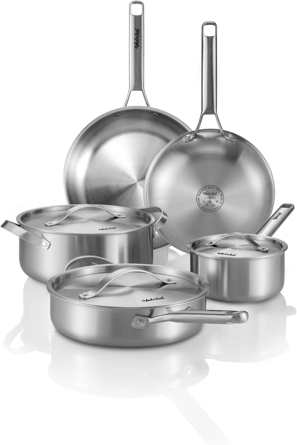 8-Piece Stainless Steel Cookware Set, Induction Compatible, Oven & Dishwasher Sa
