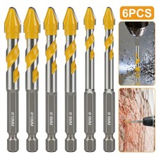 6x Eccentric Tile Drill Bit 6-10mm Carbide Tip 1/4" Hex Shank for Masonry Glass