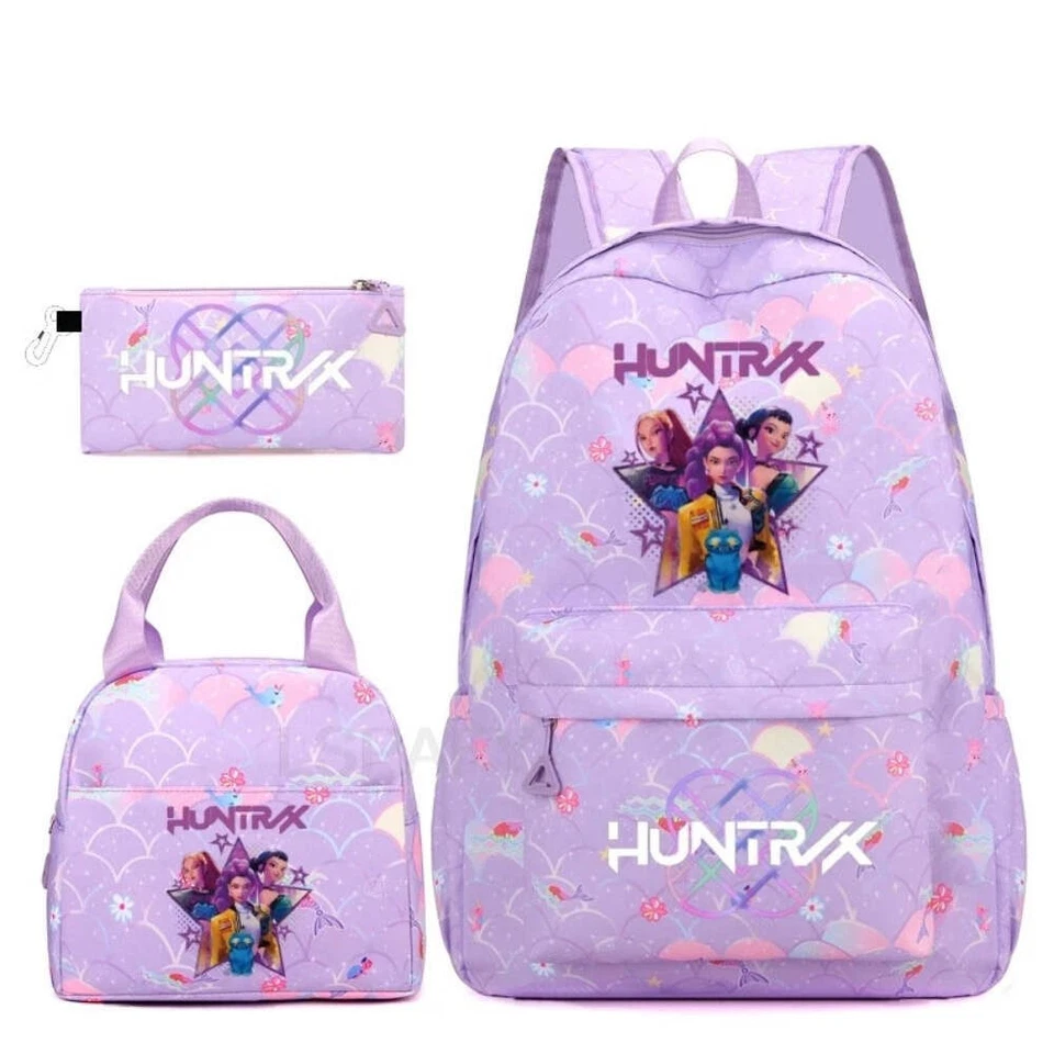 BLOCKTOYZ KPOP Demon Hunters Backpack Set – 3PC Schoolbag Handbag Pencil Case Rumi Mira