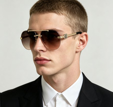Versace Men's New Polarized Sunglasses Model VE2289 Greca Pilot Size 61 13
