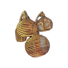 Spectacular Vintage Bamboo Wall Sconce Set - Pendant Lamp