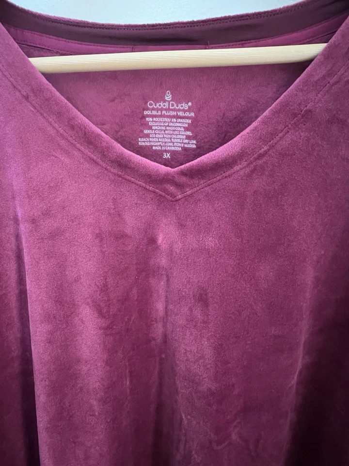 Pijama Cuddl Duds púrpura doble felpa terciopelo manga larga talla 3X Foto 4 de 4