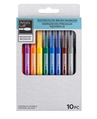 New- Artists Loft Watercolor Brush Markers   10 Vivid Colors, Water-Based Ink