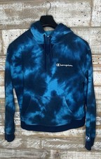Champion womens blue tie dye hoodie M
