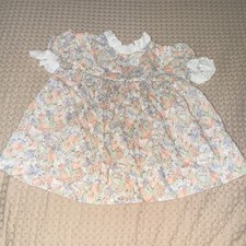 Vintage- Girls Multicolor Floral A-Line Puff Sleeve Dress with Ruffle Accents