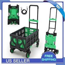 Heavy Duty Folding Hand Truck 330 lbs Platform Cart w/Collapsible Storage Basket