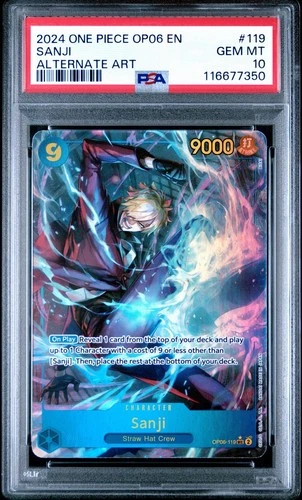 ONE PIECE SANJI 2024 OP06-WINGS OF THE CAPTAIN #119 ALT ART PSA 10 ENGLISH