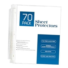 Pack Sheet Protectors, Clear Heavy Duty Plastic Page Protectors for 3 Ring 70