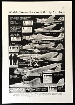 Bomber Fleets 1937 graphic pictorial Junkers ANT Boeing Mitsubishi Handley Page