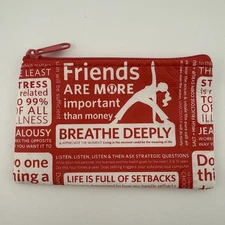 Lululemon Manifesto Zipper Pouch Coin Purse Card Holder Wallet Gift Red White 