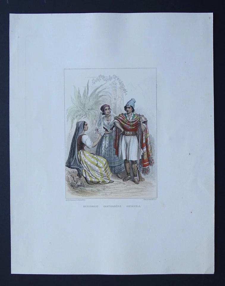 Vers 1850 Lithographie originale Scène orientaliste Chandon Rouargue Carthagène - Photo 2/3