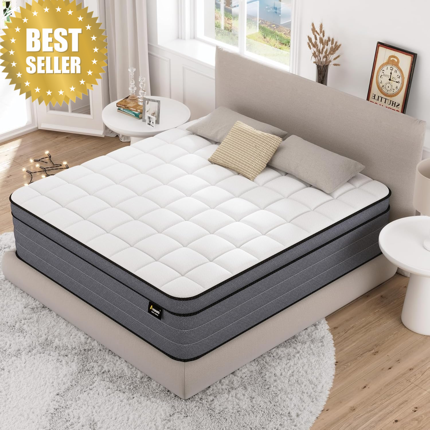 King 14in Hybrid Mattress Medium Firm Gel Foam Bed in Box CertiPUR-US 365 Night