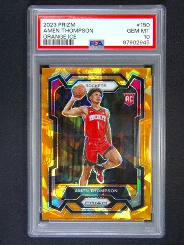 2023-24 Panini Prizm Amen Thompson #150 RC Rookie Orange Ice PSA 10