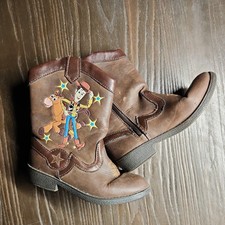 Disney Toy Story Woody Little Kids Youth - Size 10 Brown Zip Cowboy Boots Used