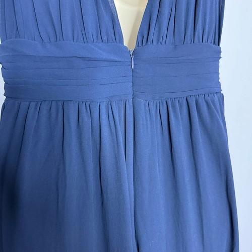 Lulu's Heavenly Hues Navy Blue V Neck Maxi Dress Bridesmaid Woven Prom L New - Picture 13 of 17