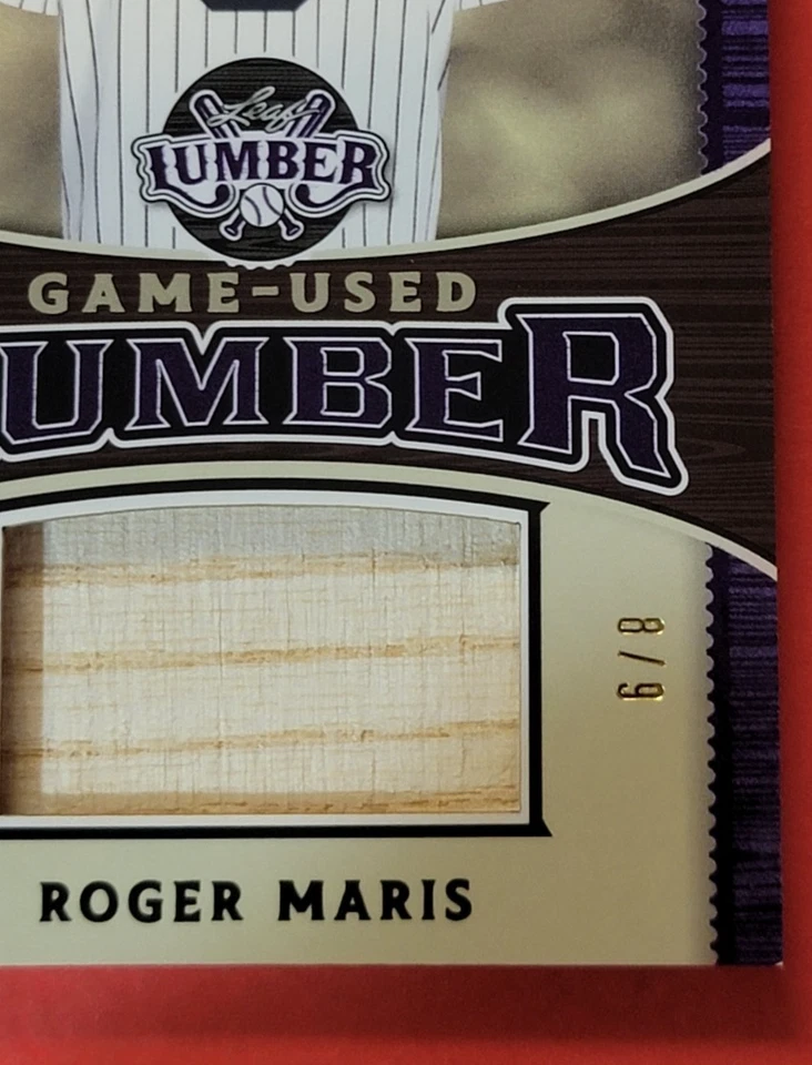 Roger Maris JOGO USADO CARTÃO DE MORCEGO JUMBO #d8/9 2024 LEAF LUMBER NEW YORK YANKEES - Imagem 2 de 3
