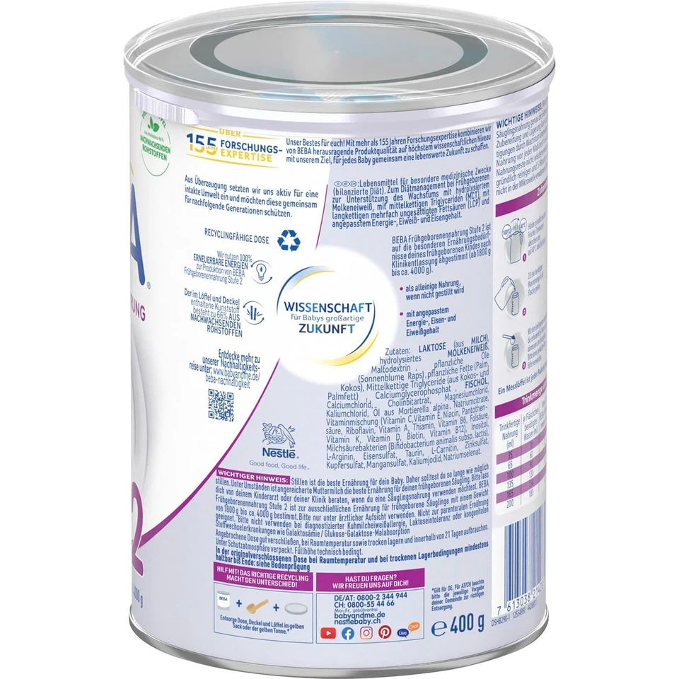 Nestlé BEBA Frühgeborenennahrung Stufe 2 (1 x 400g) - Bild 2 von 4