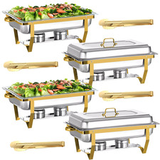 Chafing Dish Buffet Set 4 Pack 8 QT Stainless Steel Chafer for Parties