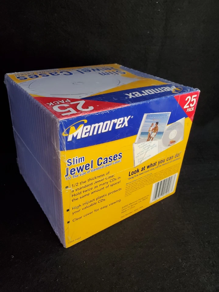 Estuches Joya Delgados CLAROS Memorex NUEVO Paquete Sellado de 25 / CD, DVD, Blue-ray Foto 2 de 4