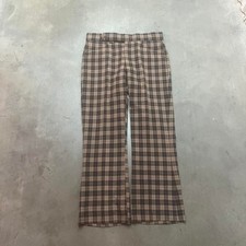 Vintage Sansabelt Jamar ruby plaid disco flare bell bottom pants wide leg 35