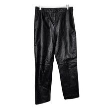 Vintage Punk Rock Leather Pants Clio Black High Rise Straight Leg Women 6