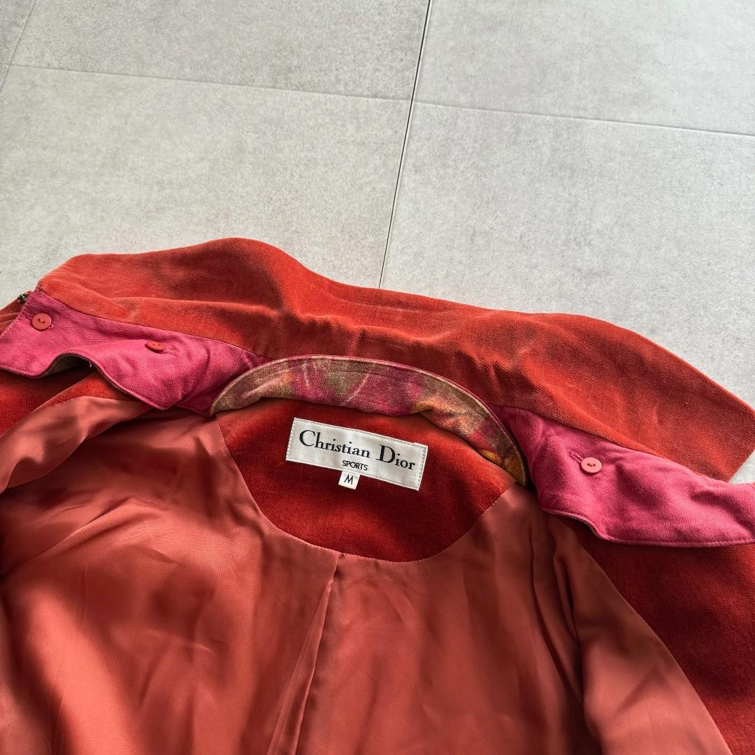 Christian Dior Set Up Velvet Fruit Pattern Orange M Size 2 Way Jacket Skirt thumbnail 8