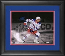 K'Andre Miller New York Rangers FRMD Signed 11x14 Jersey Spotlight Photo - LE/79