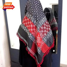 Traditional Palestinian Keffiyeh Scarf Unisex Shemagh Tassel Red Black Wrap