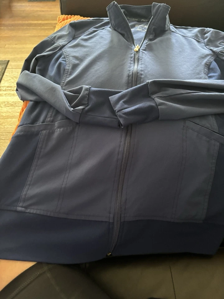 Chaqueta Médica Pequeña Cherokee iFlex Azul Gris Uniforme Calentamiento Cremallera con Bolsillos  Foto 4 de 4