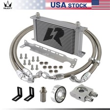 19 Row Oil Cooler Kit Thermostatic For Subaru BRZ Scion FR-S FA20 2013+ Silver