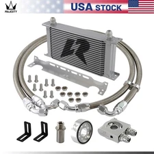 19 Row Oil Cooler Kit Thermostatic For Subaru BRZ Scion FR-S FA20 2013+ Silver