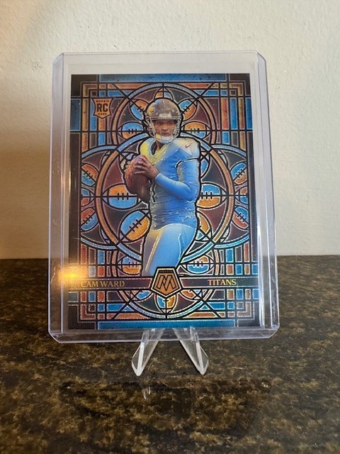 Cam Ward 2025 Panini Mosaic #25 Prizm Stained Glass Case Hit Titans (RC) - SSP