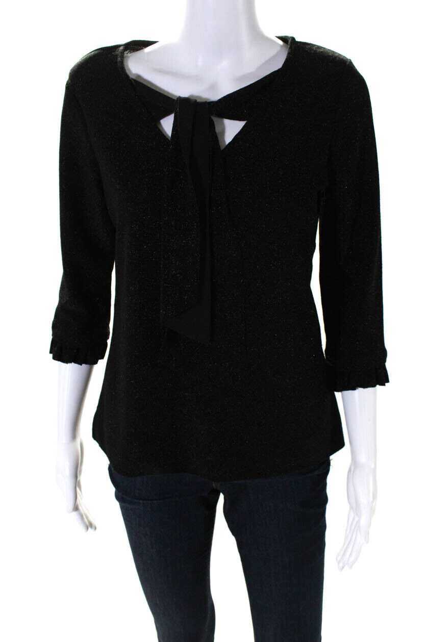 Marina Gigli Womens Sparkly Look Quarter Sleeve Blouse Top Shirt Black Size S