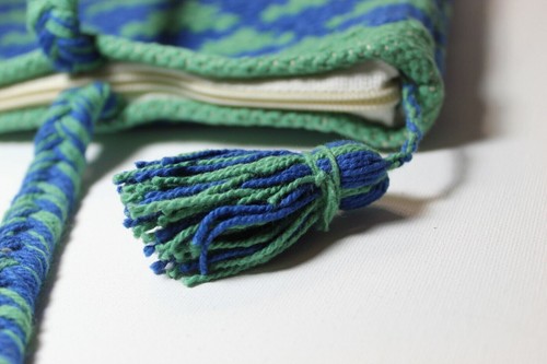 Swank Bags Cotton String Tote Bag with Blue/Green Zip Close AB-CB28 - Picture 7 of 10