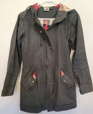 Kavu Women's Plaid Lined Hooded Coat Jacket Parka Grey Women's Size S