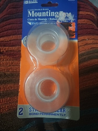 BAZIC Products Double Sided Clear Mounting Tape, 1" x 60", 2 Pack