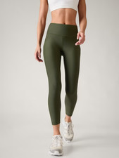 Athleta XS Interval Stash High Rise 7/8 Tight Leggings Aspen Olive Green Run NWT