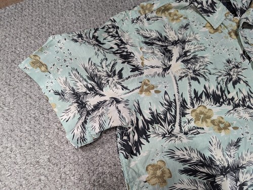 POINT ZERO Black Label Men's Floral Palm Hawaiian Aloha Linen Button Shirt - XL - Picture 6 of 14