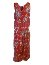 BILA Women's XX-Large Red Floral Multi-Colored Print Sleeveless Maxi Dress NWT