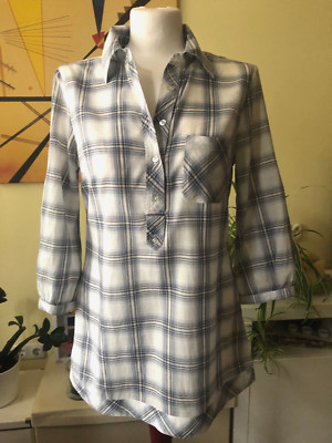 Hemdbluse blau/grau/weiß kariert von VERA MODA JEANS, Gr.S