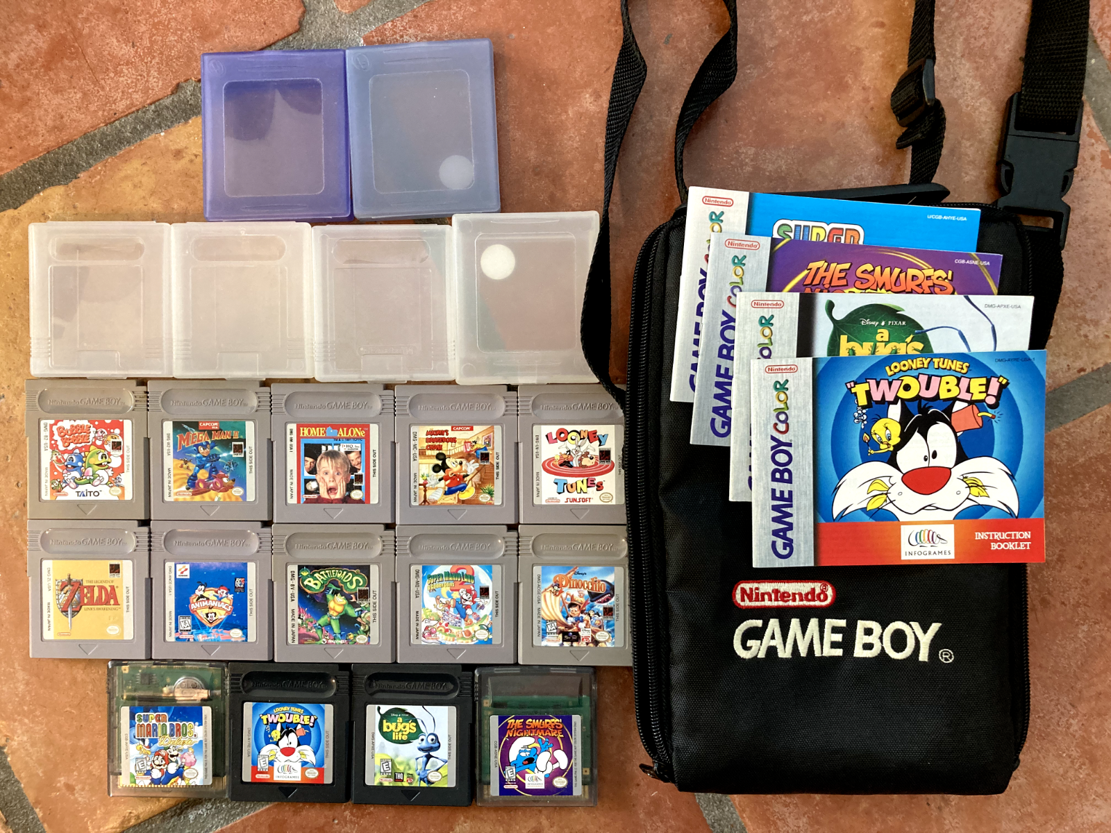 14 Nintendo Gameboy Games lot (TESTED ) + 6 Cases + Game Case: Zelda ...