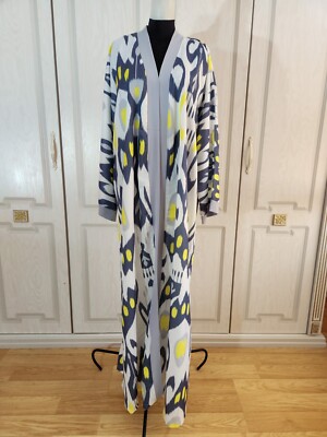 Uzbek Ikat Chapan Robe Ikat Print Beach Bikini Cover-Up Nightwear Dress Abaya