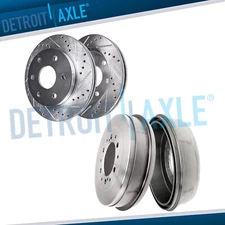 Front DRILLED Brake Rotors & Rear Brake Drums for 2003 - 2005 2006 Toyota Tundra