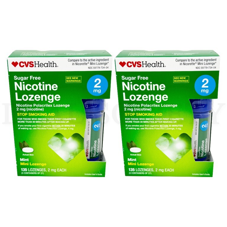 CVS Health Sugar Free Nicotine Lozenge 2mg, Mint, 135 Count Lot of 2