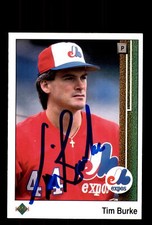 TIM BURKE SIGNED UPPER DECK UD BASEBALL CARD 1989 #456 AUTO MONTREAL EXPOS 