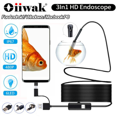 Video HD Kamera Endoskop USB Type C 7mm Inspektion Wasserdicht für Android PC
