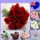 12 Heads Silk Rose Artificial Flowers Fake Bouquet Buch Home Wedding Party Decor