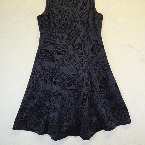 Liz Claiborne Dress Womens 8 Black Blue Paisley Burnout Dark Romantic Whimsigoth - Picture 4 of 13