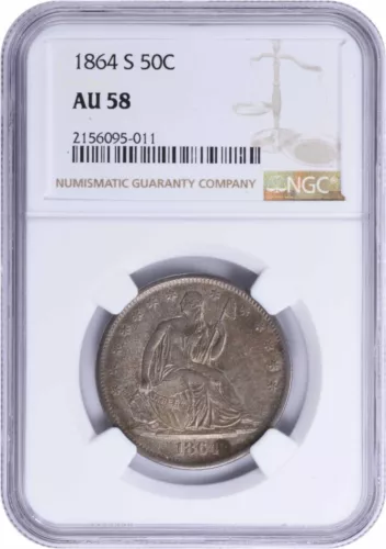 1864-S Liberty Seated Silver Half Dollar AU58 NGC
