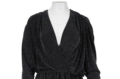 Balenciaga Women Crystal Wrap Mini Dress 38 Black Silver